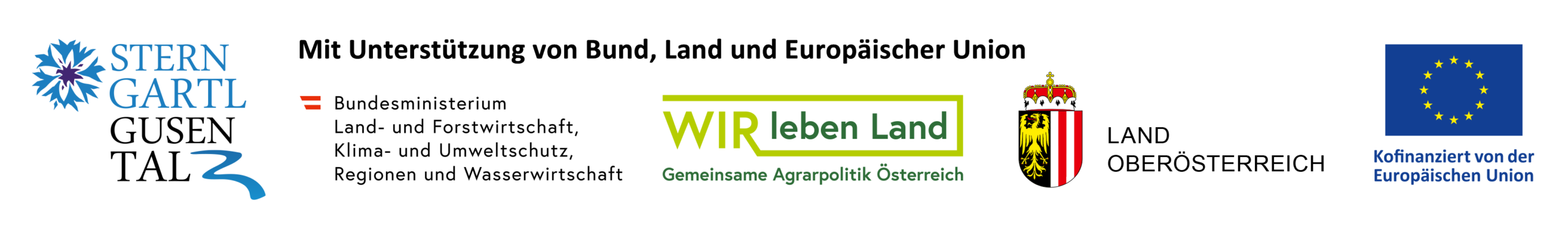 Logoleiste Region, Bund, Land OÖ, EU, ELER